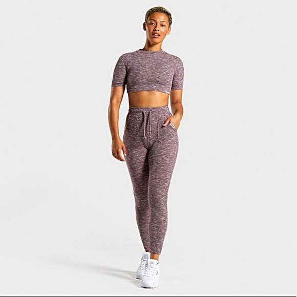 Gymshark Winter Berry Red Marl Slounge Leggings - Picture 3 of 11